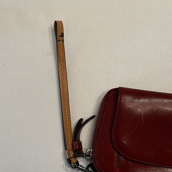 Tumi Red Leather Fraser Zip Around Wallet Wristlet - Picture 6 of 6